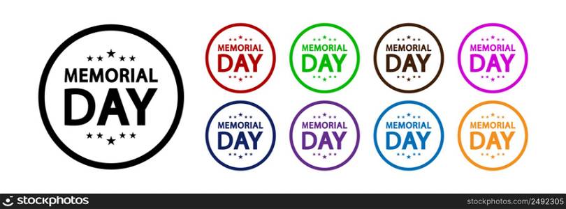 Round icon in different colors Memorial Day.