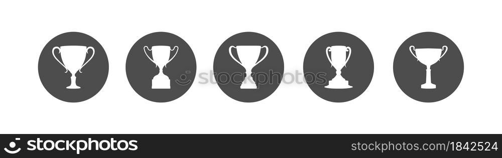 round icon with a cup. A set of vector illustrations. Flat style.