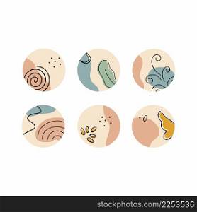 Round icons for eternal stories in social networks. An abstract-style icon. Vector illustration drawn by hand.