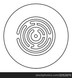 Round Maze icon in circle round black color vector illustration image outline contour line thin style simple. Round Maze icon in circle round black color vector illustration image outline contour line thin style