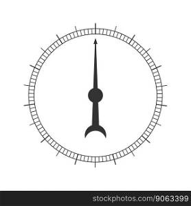 Round measuring scale with arrow. 360 degree template of barometer, compass, protractor, circular ruler tool isolated on white background. Vector outline illustration. Set of round measuring scales with rotating arrows. Collection of 360 degree of barometer, compass, protractor, circular ruler tool graphic template