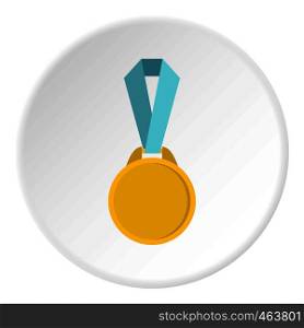 Round medal with ribbon icon in flat circle isolated vector illustration for web. Round medal with ribbon icon circle
