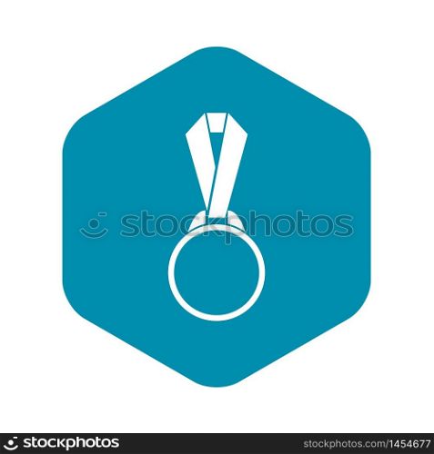 Round medal with ribbon icon. Simple illustration of round medal with ribbon vector icon for web. Round medal with ribbon icon, simple style