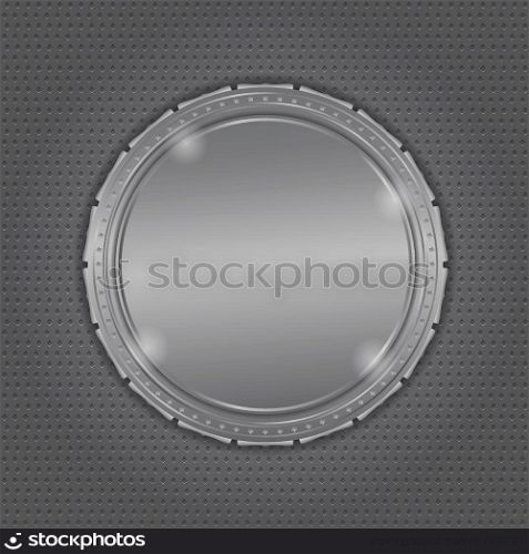 Round metal board on dark background