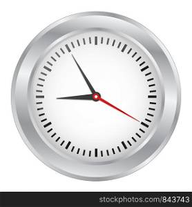 Round metal office clock on white, stock vector illustration