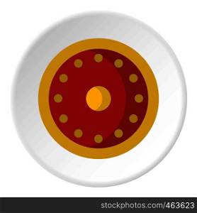 Round military shield icon in flat circle isolated vector illustration for web. Round military shield icon circle