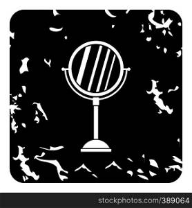 Round mirror icon. Grunge illustration of mirror vector icon for web design. Round mirror icon, grunge style