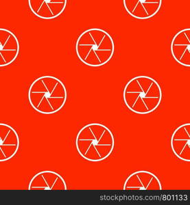 Round objective pattern repeat seamless in orange color for any design. Vector geometric illustration. Round objective pattern seamless