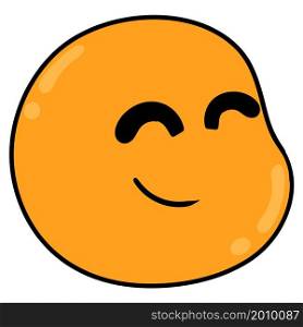round orange chubby monster head is smiling happily friendly