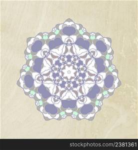 Round ornament pattern. Hand drawn art background.. Blue vector mandala