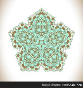 Round Ornament Pattern. Hand drawn background.. Turquoise art mandala.