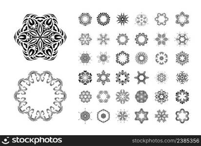 Round ornament pattern set. Floral ornament isolated. Ornate frame.. Mandala round ornament set