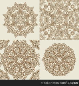 Round Ornament Patterns. Mandala and mandala pattern vector set. Round Ornament Patterns