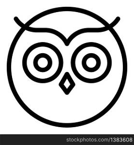 Round owl face icon. Outline round owl face vector icon for web design isolated on white background. Round owl face icon, outline style