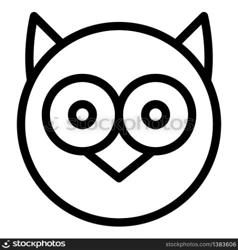 Round owl head icon. Outline round owl head vector icon for web design isolated on white background. Round owl head icon, outline style