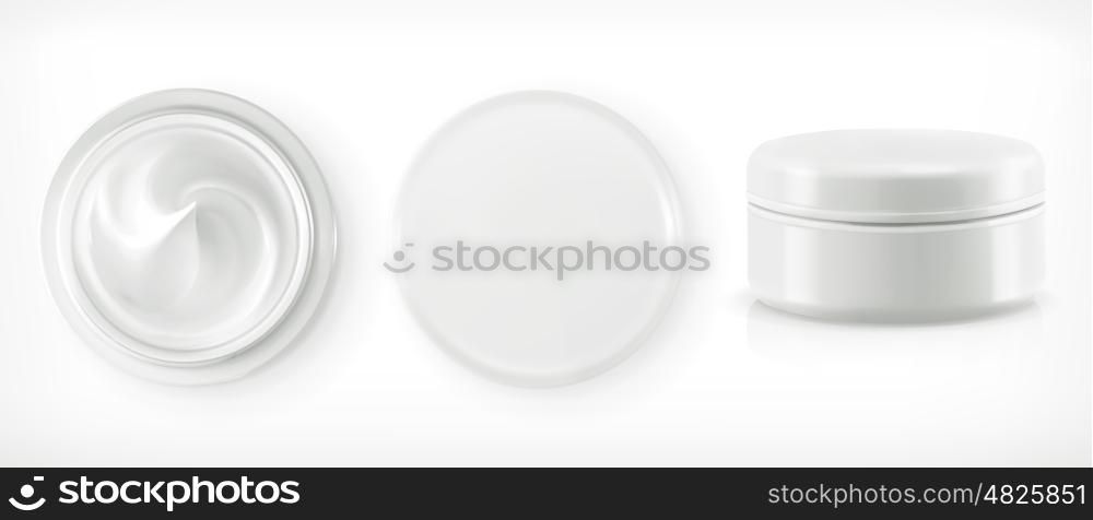 Round packaging of cream, vector object