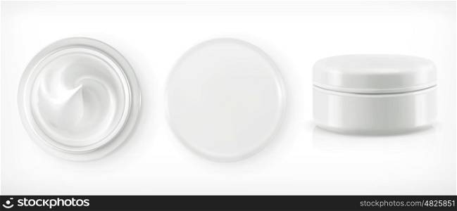 Round packaging of cream, vector object