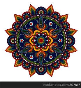 Round Paisley Pattern, circle vector element in Indian style. Round Paisley Pattern