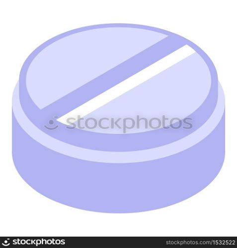 Round pill icon. Isometric of round pill vector icon for web design isolated on white background. Round pill icon, isometric style