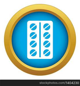 Round pills in a blister pack icon blue vector isolated on white background for any design. Round pills in a blister pack icon blue vector isolated
