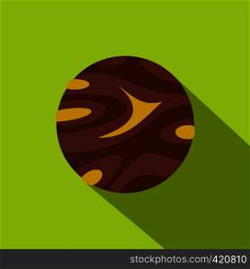 Round planet icon. Flat illustration of round planet vector icon for web. Round planet icon, flat style