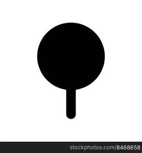 Round pushpin black glyph ui icon. Identifying location on map. Organize notes. User interface design. Silhouette symbol on white space. Solid pictogram for web, mobile. Isolated vector illustration. Round pushpin black glyph ui icon