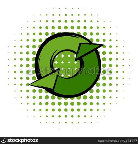 Round recycle comics icon. Ecology symbol on a white background. Round recycle comics icon