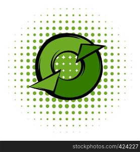 Round recycle comics icon. Ecology symbol on a white background. Round recycle comics icon