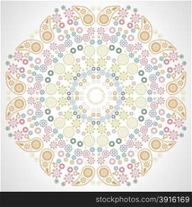 Round seamless pattern of colored flowers