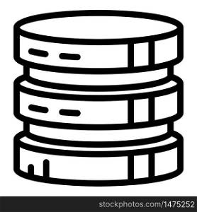 Round server tower icon. Outline round server tower vector icon for web design isolated on white background. Round server tower icon, outline style
