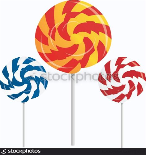 round shape lollipops on white background