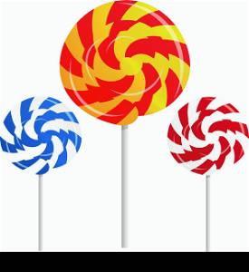 round shape lollipops on white background