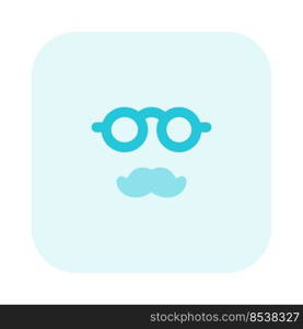 Round shape spectacles with mustache isolated on a white background