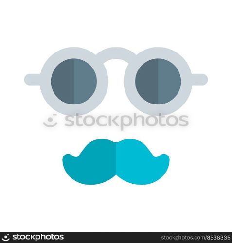 Round shape spectacles with mustache isolated on a white background