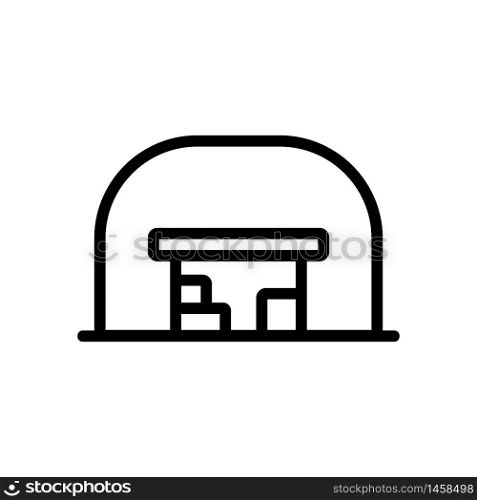 round shaped hangar icon vector. round shaped hangar sign. isolated contour symbol illustration. round shaped hangar icon vector outline illustration