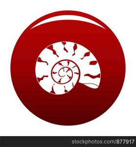 Round shell icon. Simple illustration of round shell vector icon for any design red. Round shell icon vector red
