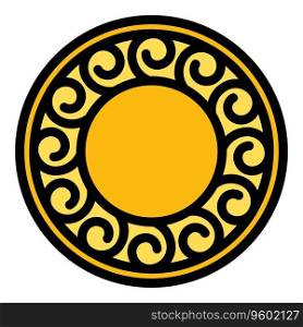 Round shield icon outline vector. Greece temple. Roman palace color flat. Round shield icon vector flat