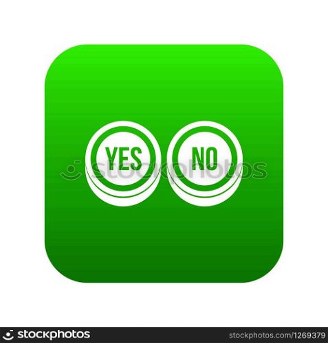 Round signs yes and no icon digital green for any design isolated on white vector illustration. Round signs yes and no icon digital green