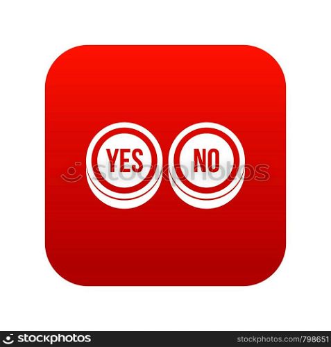 Round signs yes and no icon digital red for any design isolated on white vector illustration. Round signs yes and no icon digital red