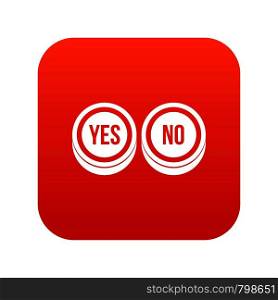 Round signs yes and no icon digital red for any design isolated on white vector illustration. Round signs yes and no icon digital red