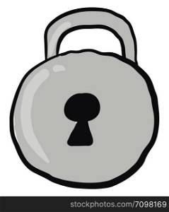 Round silver padlock, illustration, vector on white background.