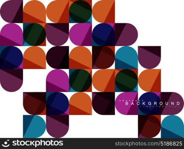 Round square geometric shapes on white, tile mosaic abstract background. Round square geometric shapes on white, tile mosaic abstract background. Vector artistic illustration for presentation, app wallpaper, banner or poster