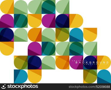 Round square geometric shapes on white, tile mosaic abstract background. Round square geometric shapes on white, tile mosaic abstract background. Vector artistic illustration for presentation, app wallpaper, banner or poster