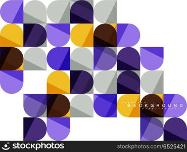 Round square geometric shapes on white, tile mosaic abstract background. Round square geometric shapes on white, tile mosaic abstract background. Vector artistic illustration for presentation, app wallpaper, banner or poster