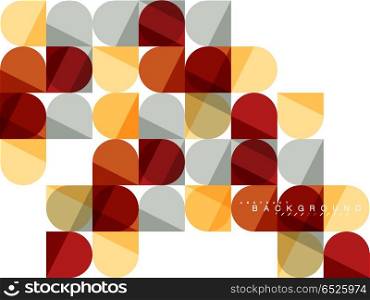 Round square geometric shapes on white, tile mosaic abstract background. Round square geometric shapes on white, tile mosaic abstract background. Vector artistic illustration for presentation, app wallpaper, banner or poster