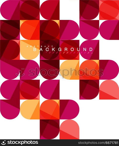 Round square geometric shapes on white, tile mosaic abstract background. Round square geometric shapes on white, tile mosaic abstract background. Vector artistic illustration for presentation, app wallpaper, banner or poster