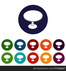 Round table icons color set vector for any web design on white background. Round table icons set vector color
