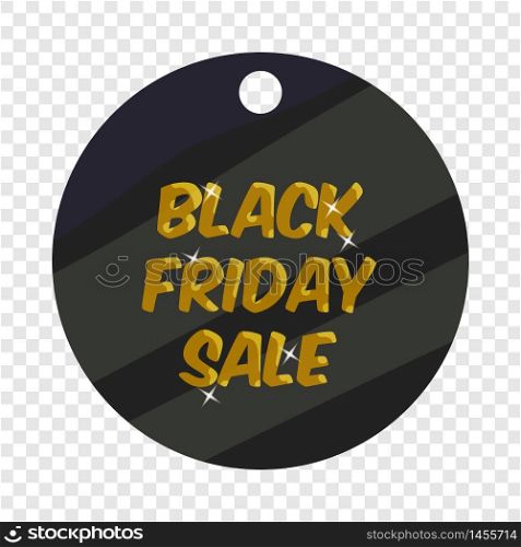 Round tag black friday sale icon. Cartoon illustration of round tag black friday sale vector icon for web. Round tag black friday sale icon, cartoon style