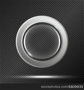 Round technology background.. Metal ring with round glass on technology background. Perforated circles backdrop. Vector illustration.