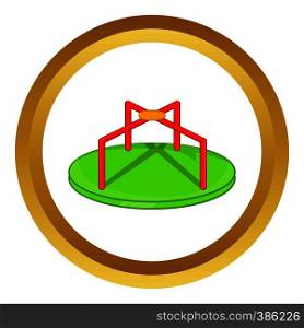Round teeter vector icon in golden circle, cartoon style isolated on white background. Round teeter vector icon